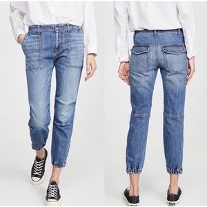 NILI LOTAN FRENCH MILITARY JEANS CROPPED MEDIUM WASH DENIM SZ 25